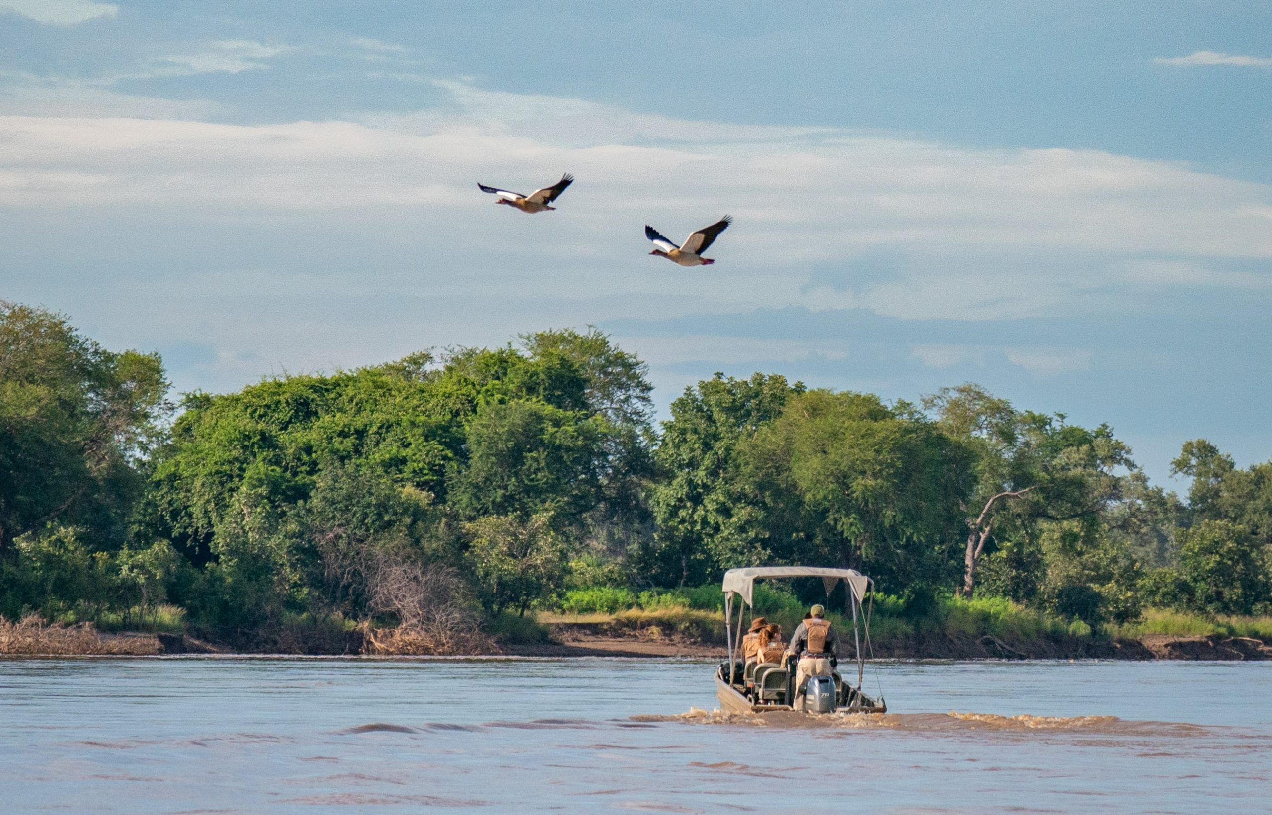 Boating safari in Zambia