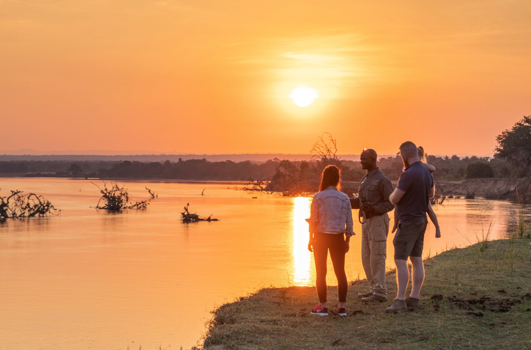 Family on safari in Zambia with Time + Tide Chinzombo