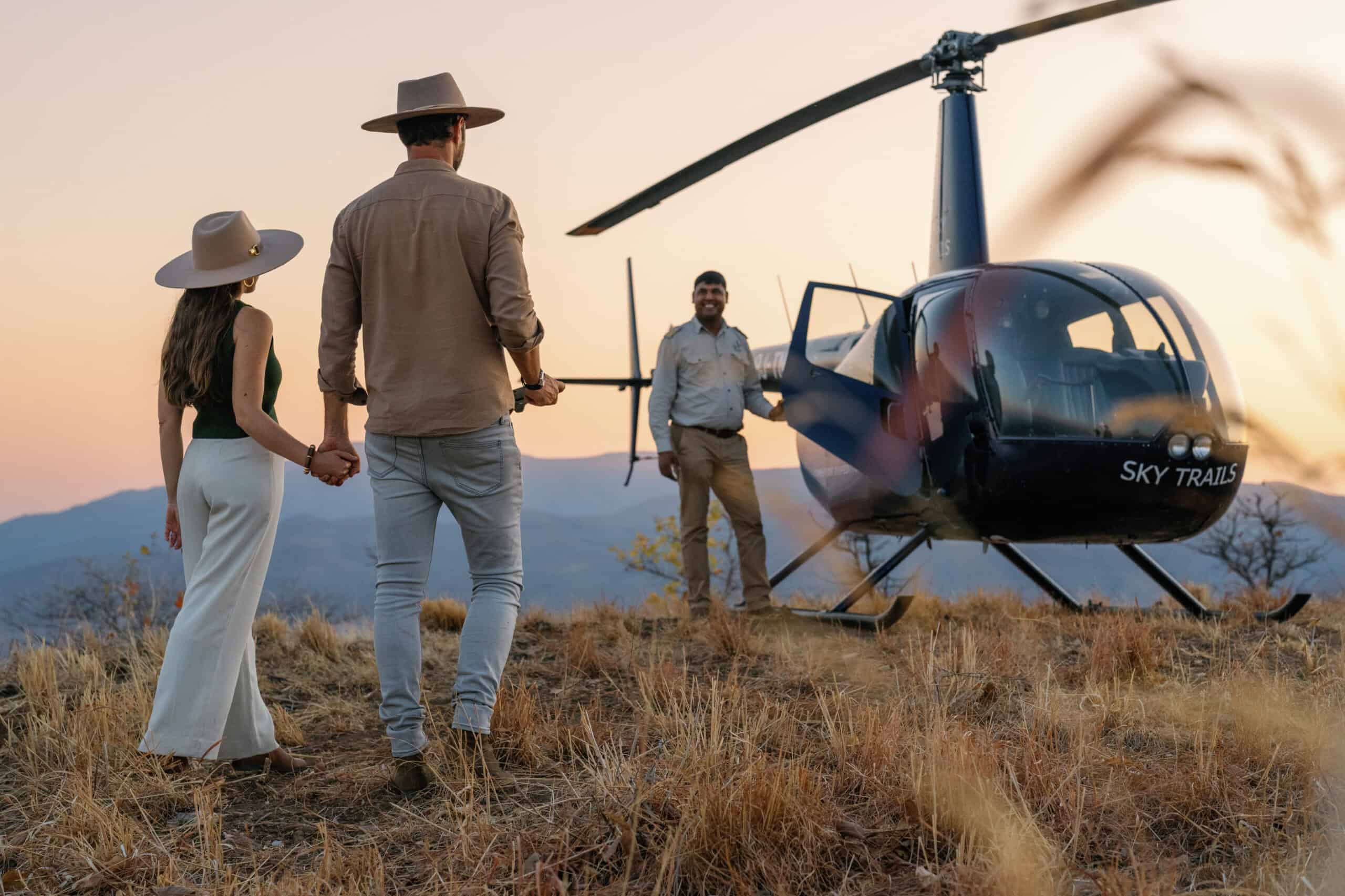 Heli flight to Time + Tide Chongwe